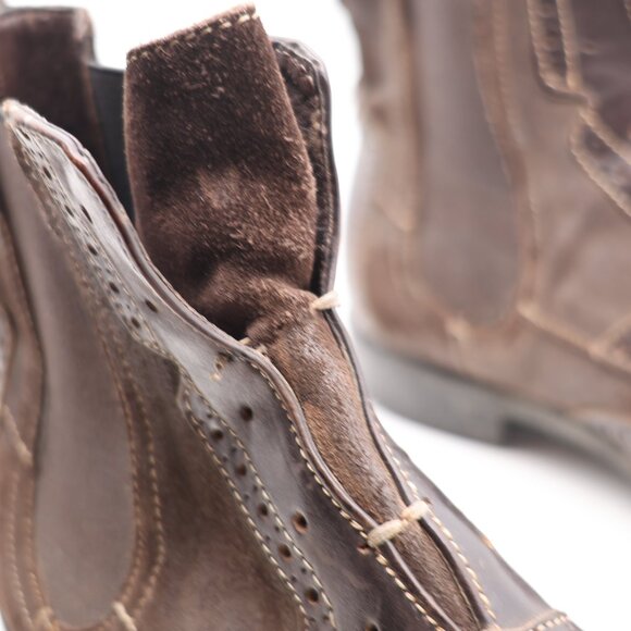 John Varvatos Chelsea Men’s 10 Waxed Suede Brown Leather Boots Handmade In ITALY - Picture 10 of 13